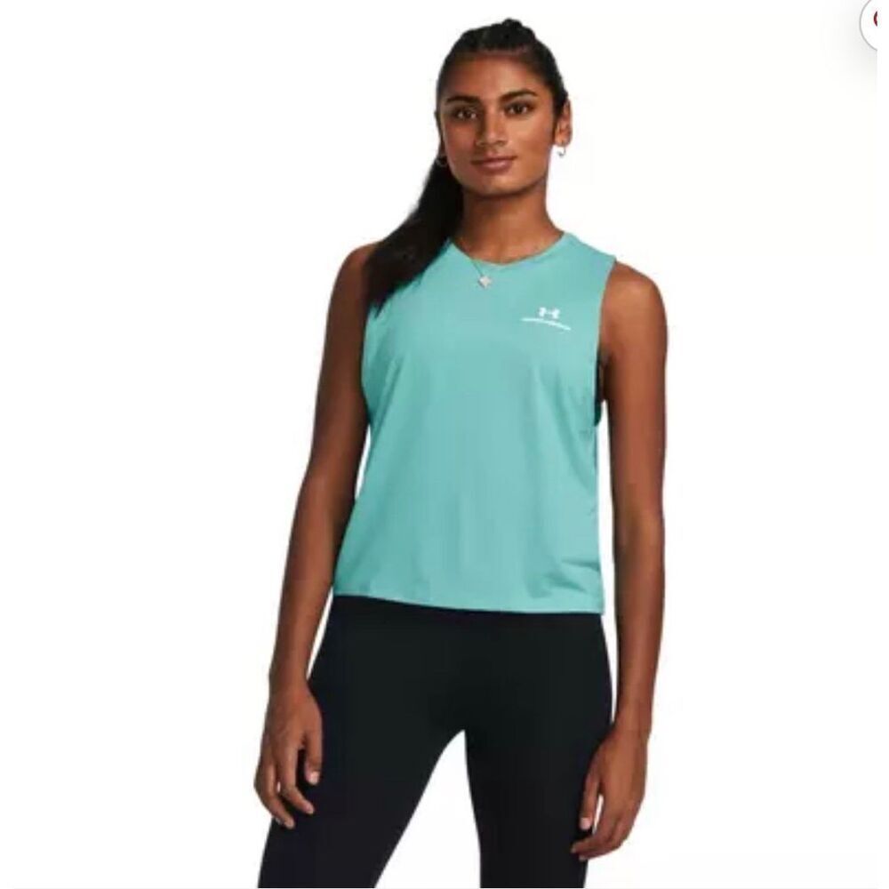 Under Armour Women's RUSH Energy Crop Tank turquoise size L NWT